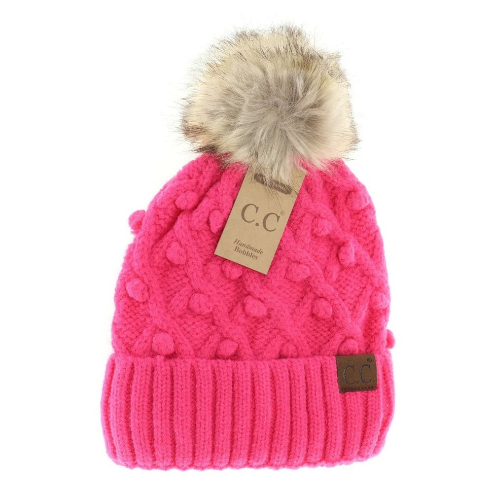 Hot Pink CC Pom Beanie